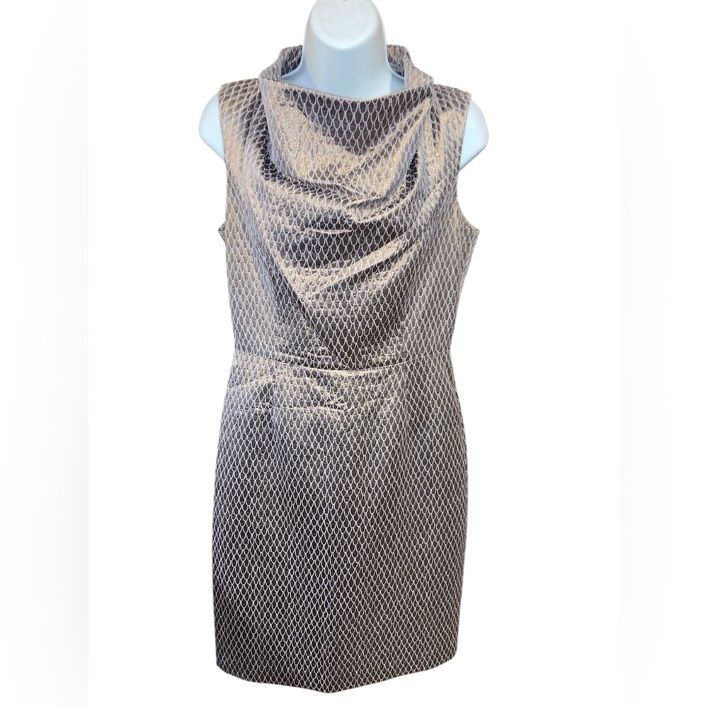 $1150 PORTS 1961 Rosette brocade cowl neck rose gold cocktail dress size 4